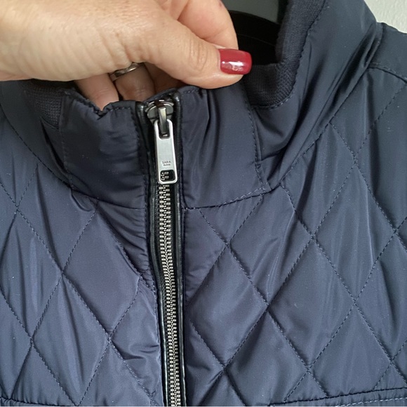 Mens Zara Navy diamond quilted bomber jacket - Picture 3 of 12